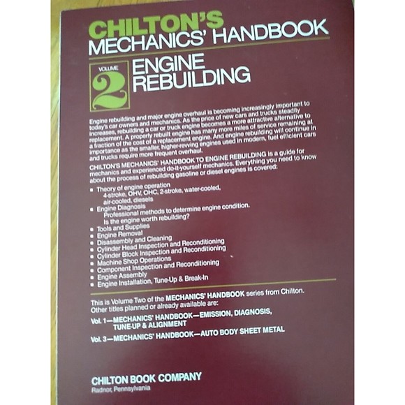 Chilton Mechanical Handbook Volume 2 Engine Rebuilding Gas & Diesel Engines USA - Picture 2 of 2